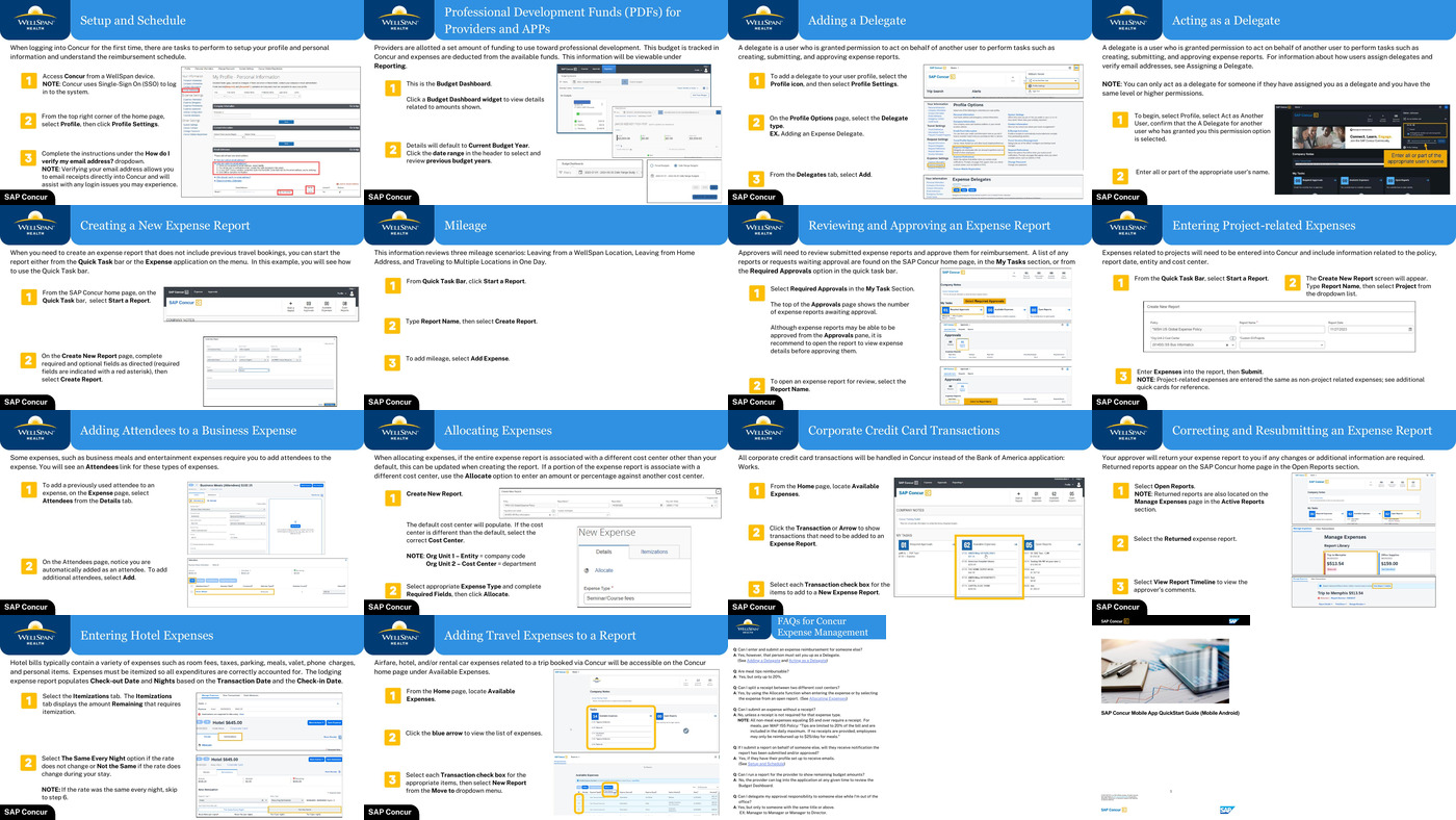Concur Expense Management Quick Cards