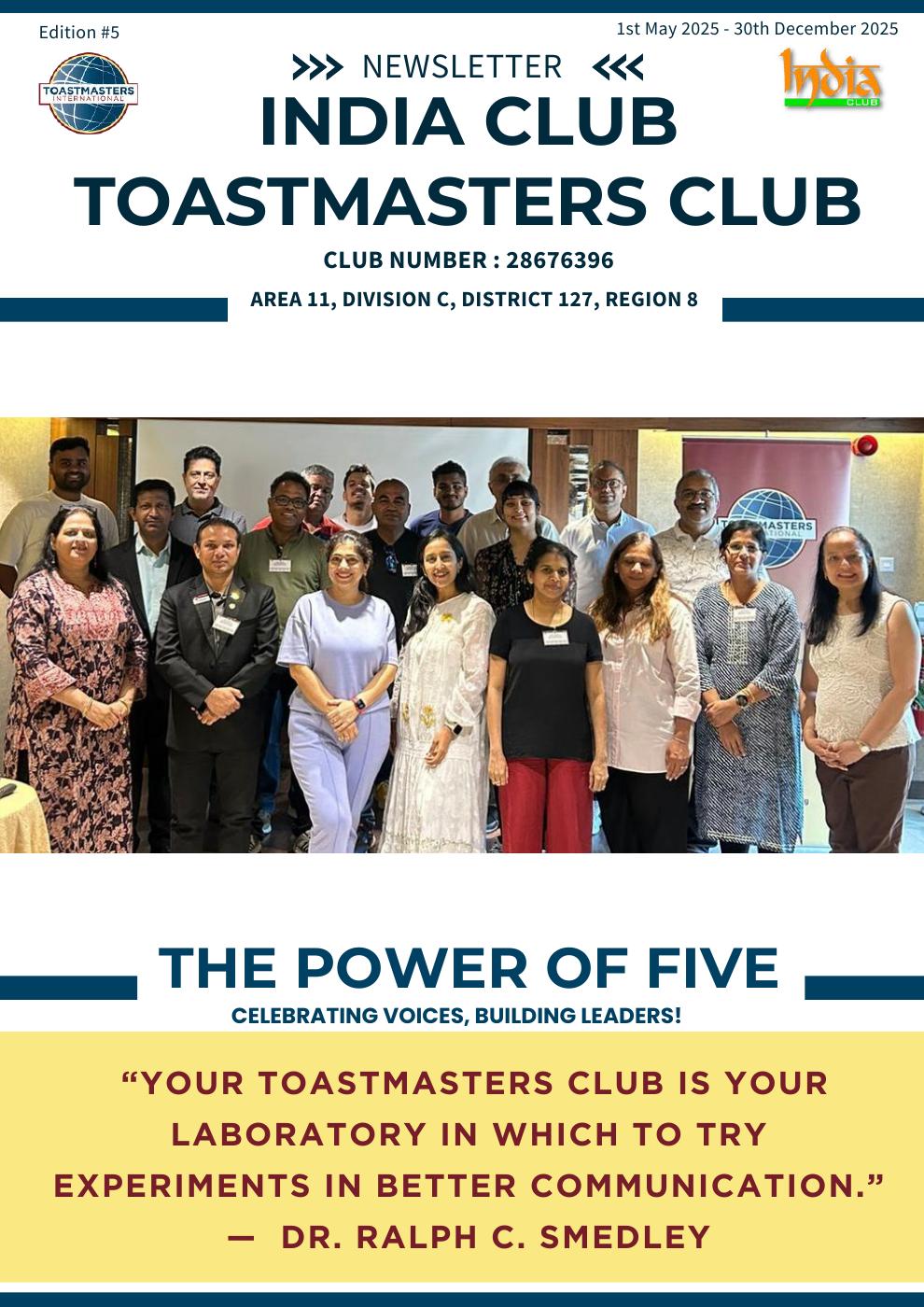 India club toastmasters club - 5th Newsletter | PDF to Flipbook