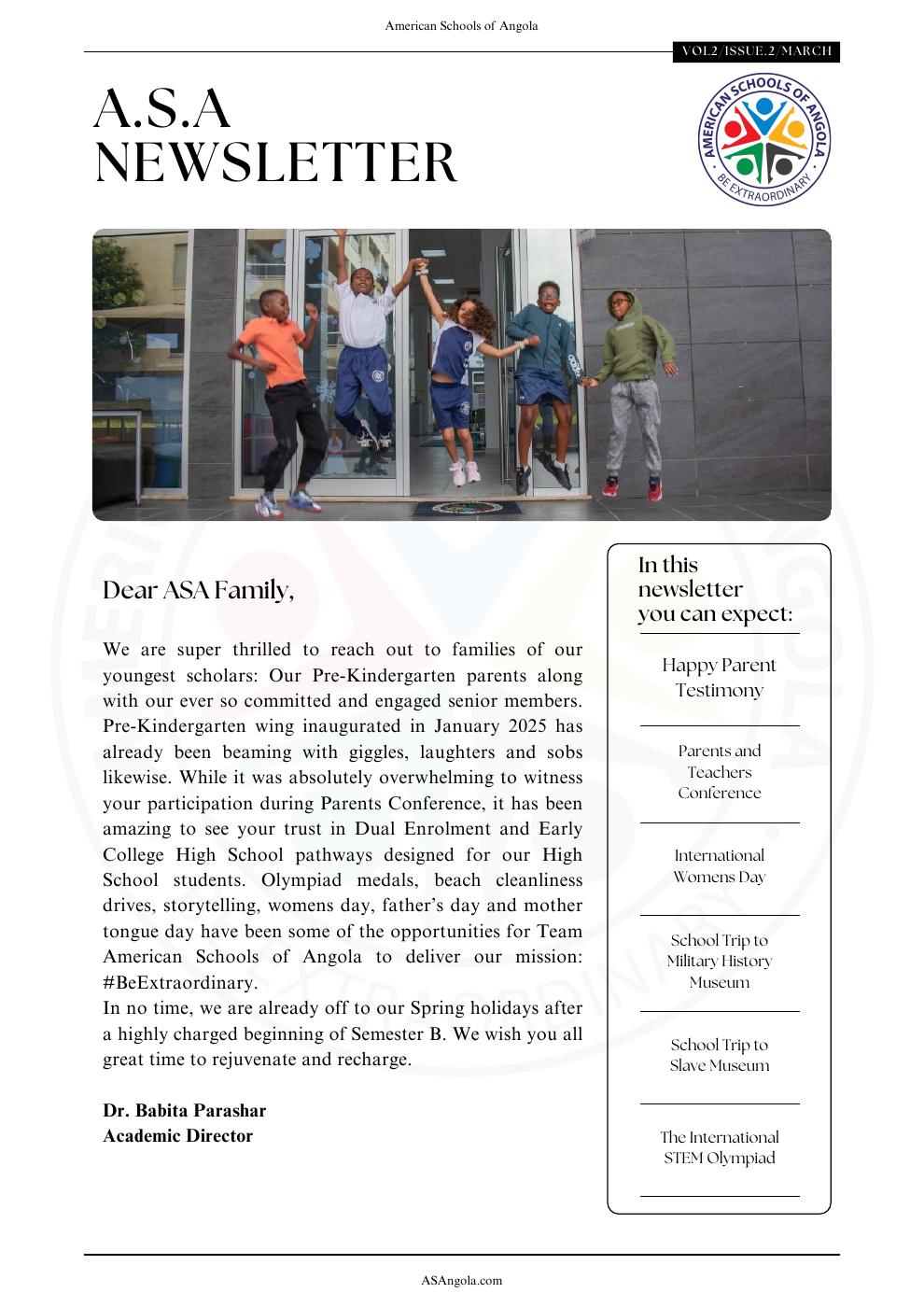 A.S.A Newsletter