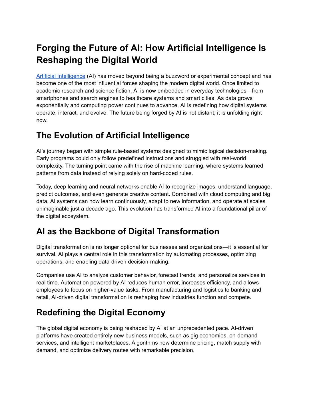 Forging the Future of AI: How Artificial Intelligence Is Reshaping the ...