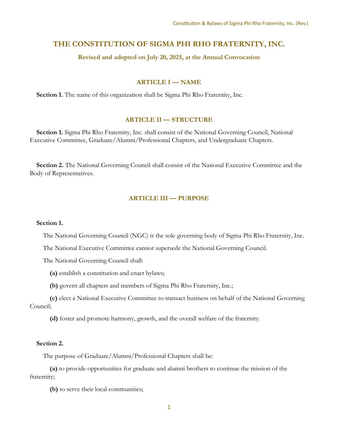 The Constitution and By-Laws of Sigma Phi Rho Fraternity, Inc.