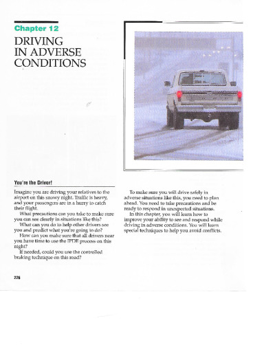 Chapter 12 Driving In Adverse Conditions Worksheet Answers