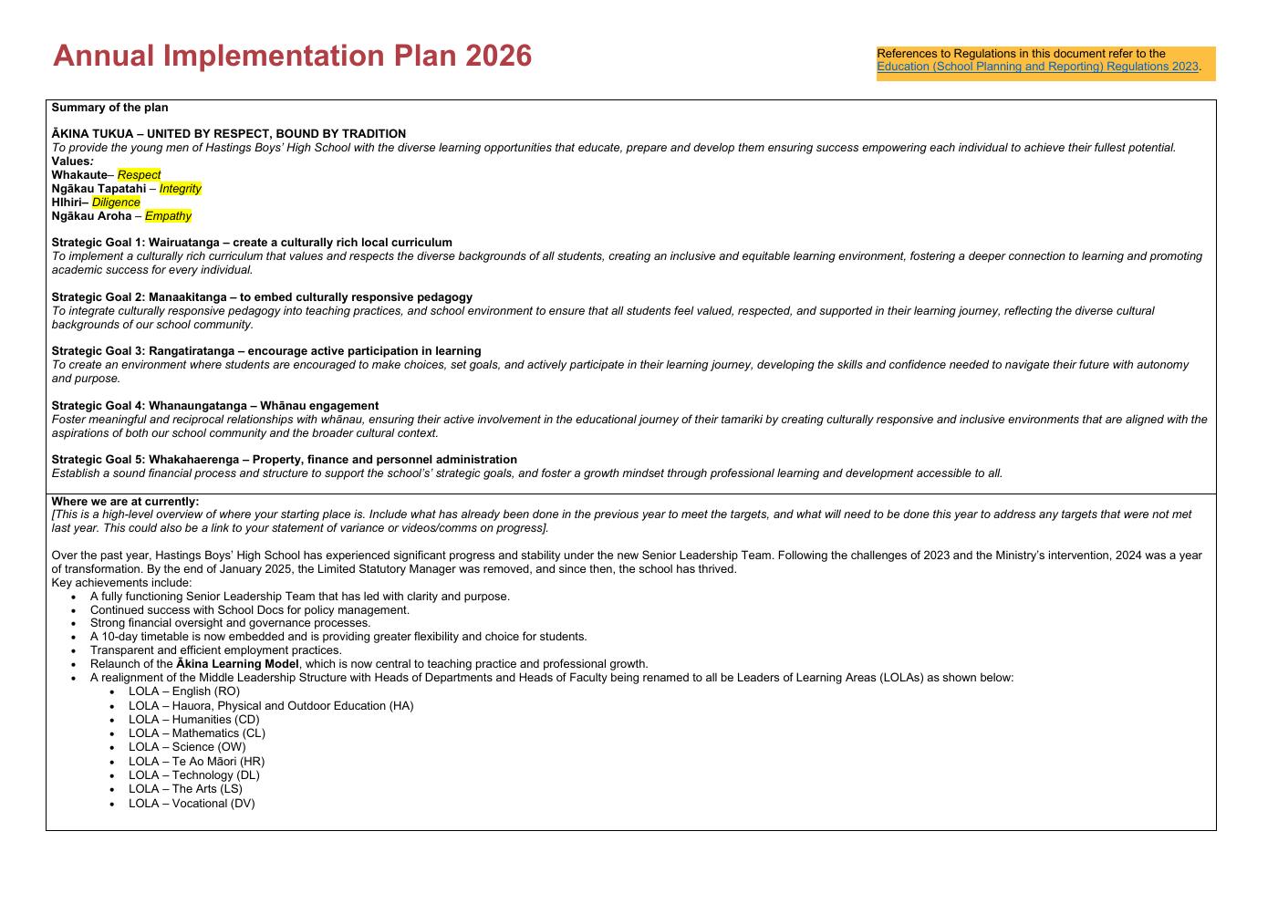 HBHS Annual Implementation Plan 2026 | PDF to Flipbook