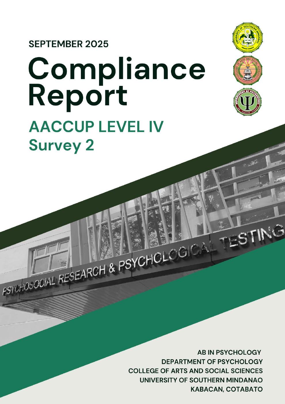 AB in Psychology - Compliance Report - AACCUP 4th Survey Phase 2 | PDF ...