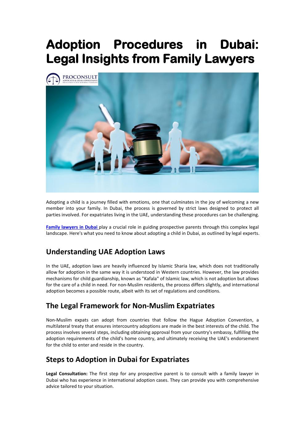 Adoption Procedures in Dubai Legal Insights from Family Lawyers | PDF ...