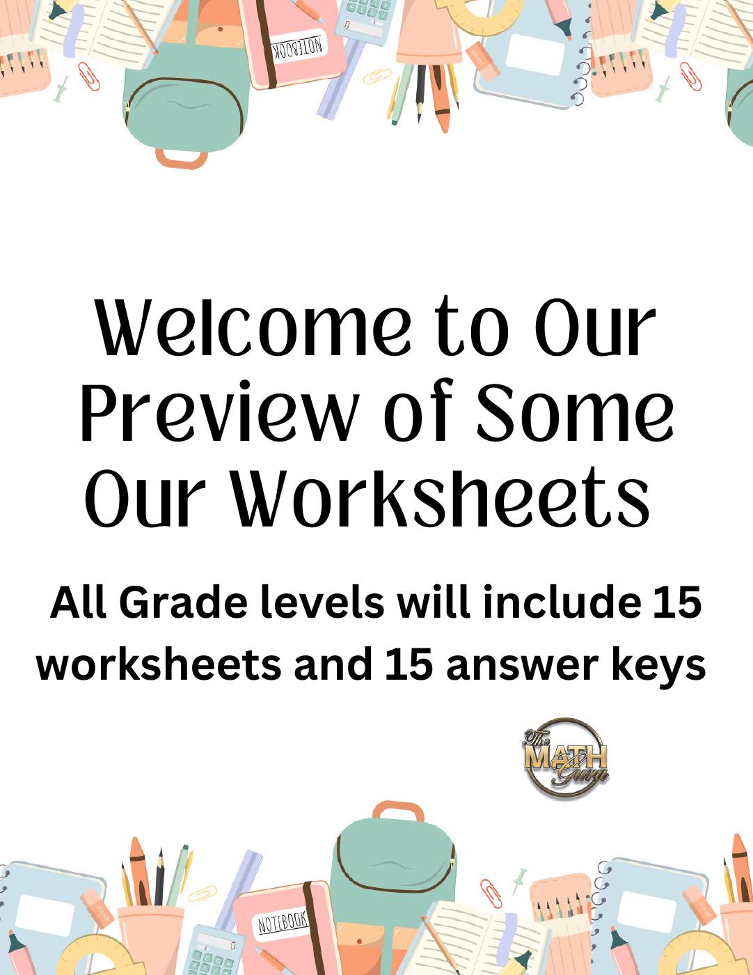 Welcome to Our Preview of Some Our Worksheets | PDF to Flipbook