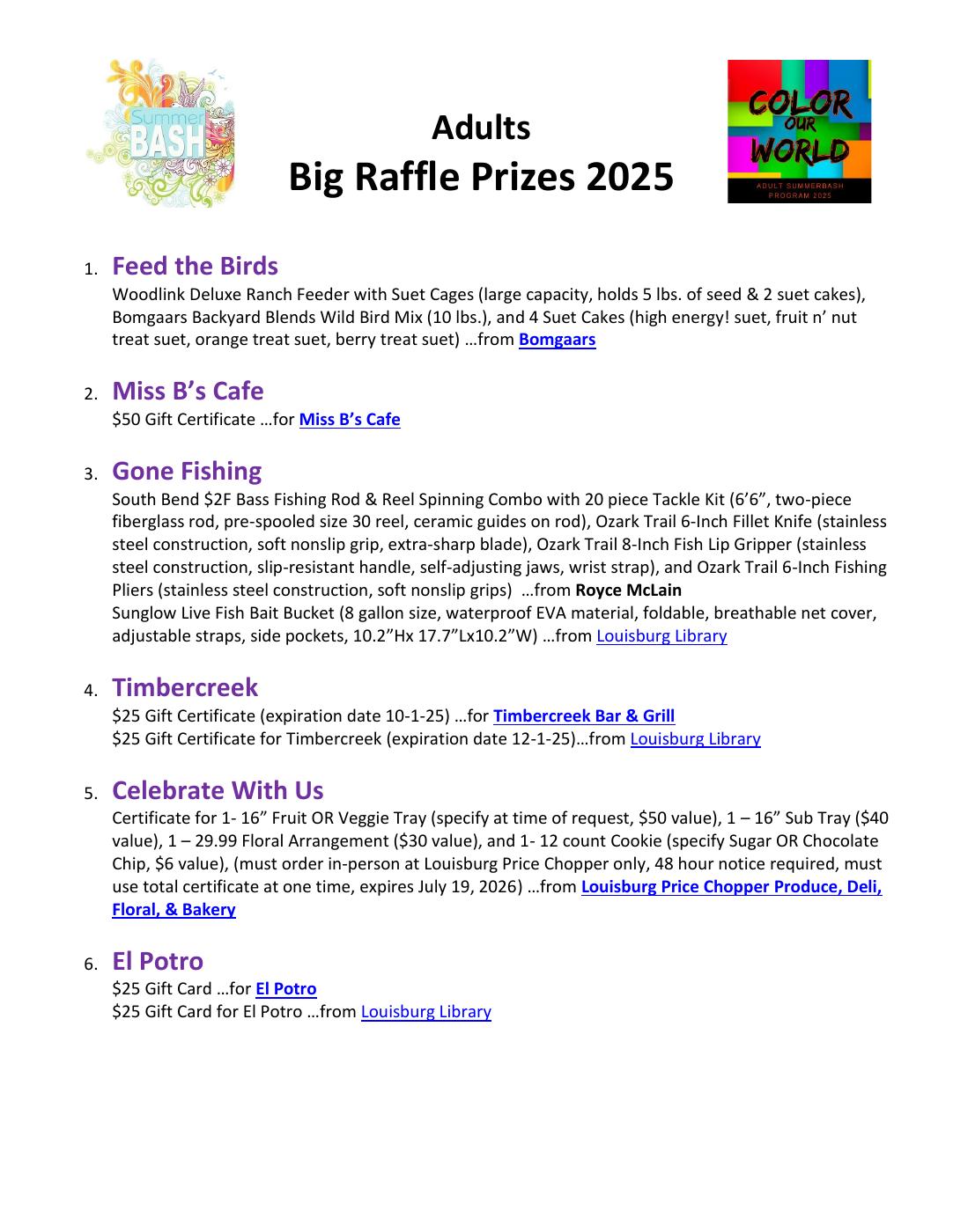 Adult Big Raffle Prizes 2025