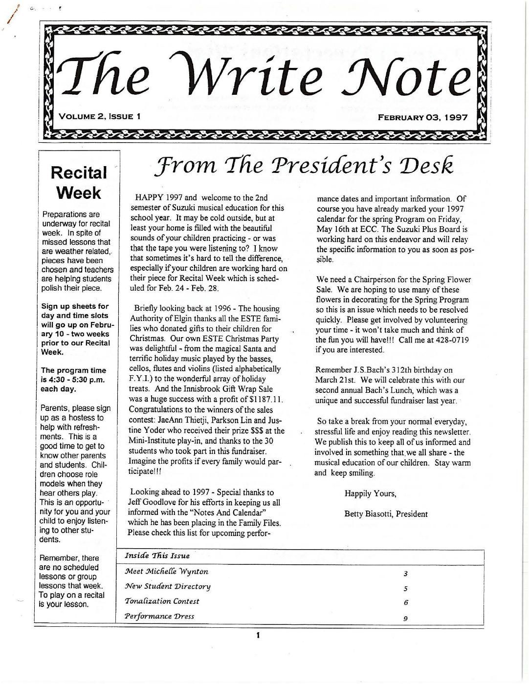 The Write Note - February 1997