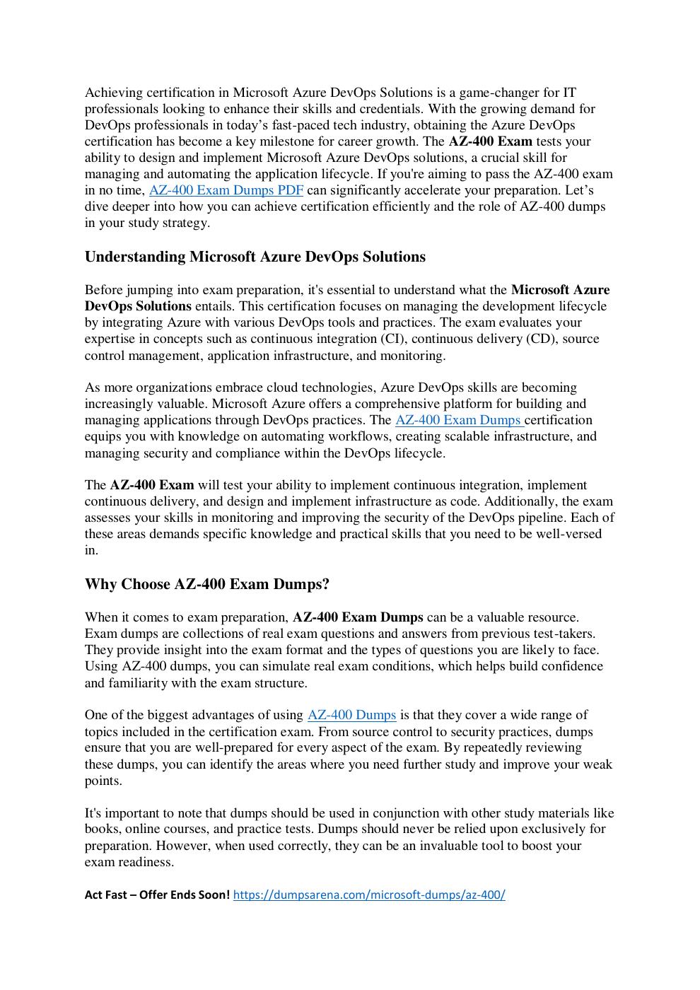 Certified in DevOps with AZ-400 Exam Dumps PDF | PDF to Flipbook