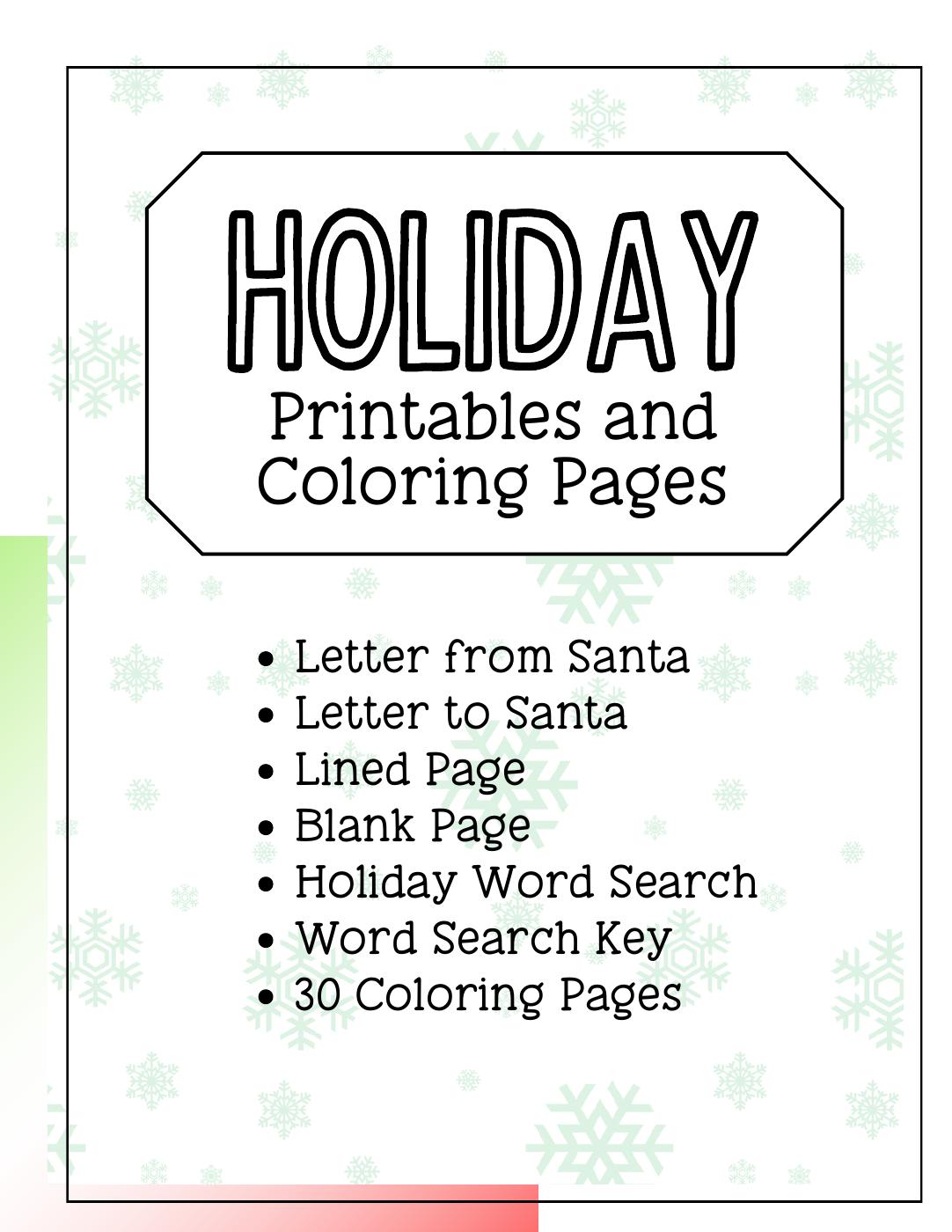 Holiday Printables and Coloring Pages