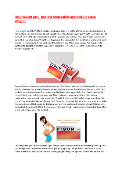 Figur Weight Loss - Improve Metabolism and Helps in Loose Weight! | PDF ...