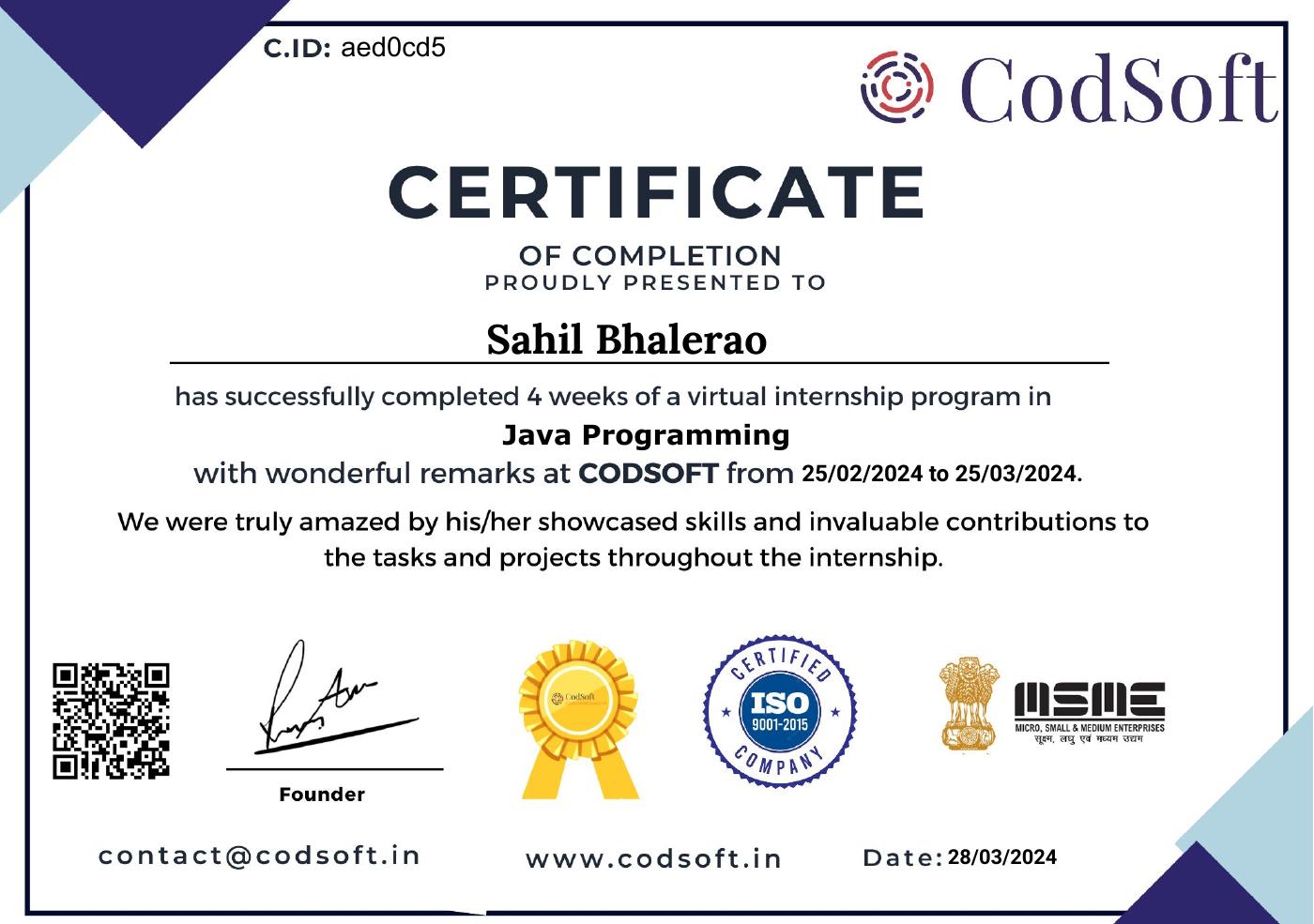 Java programming virtual internship certificate | PDF to Flipbook