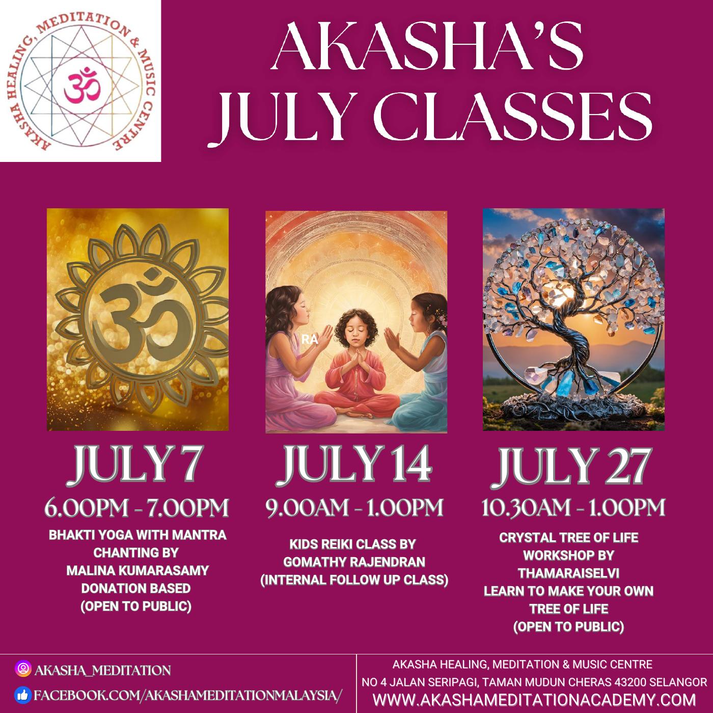 Akasha's July Classes | PDF to Flipbook