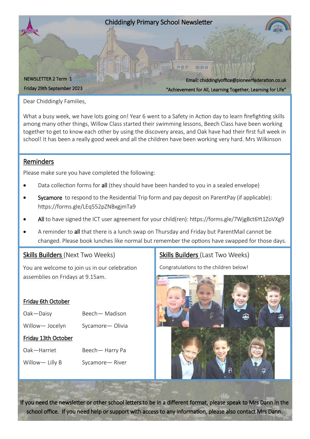 Newsletter 29th September