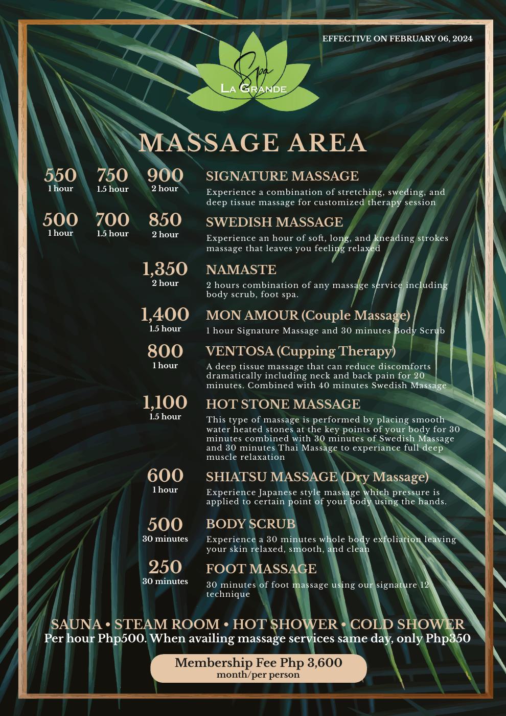 SPA MENU