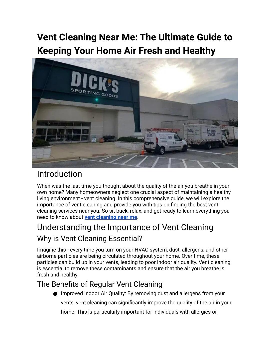 Vent Cleaning Near Me The Ultimate Guide to Keeping Your Home Air