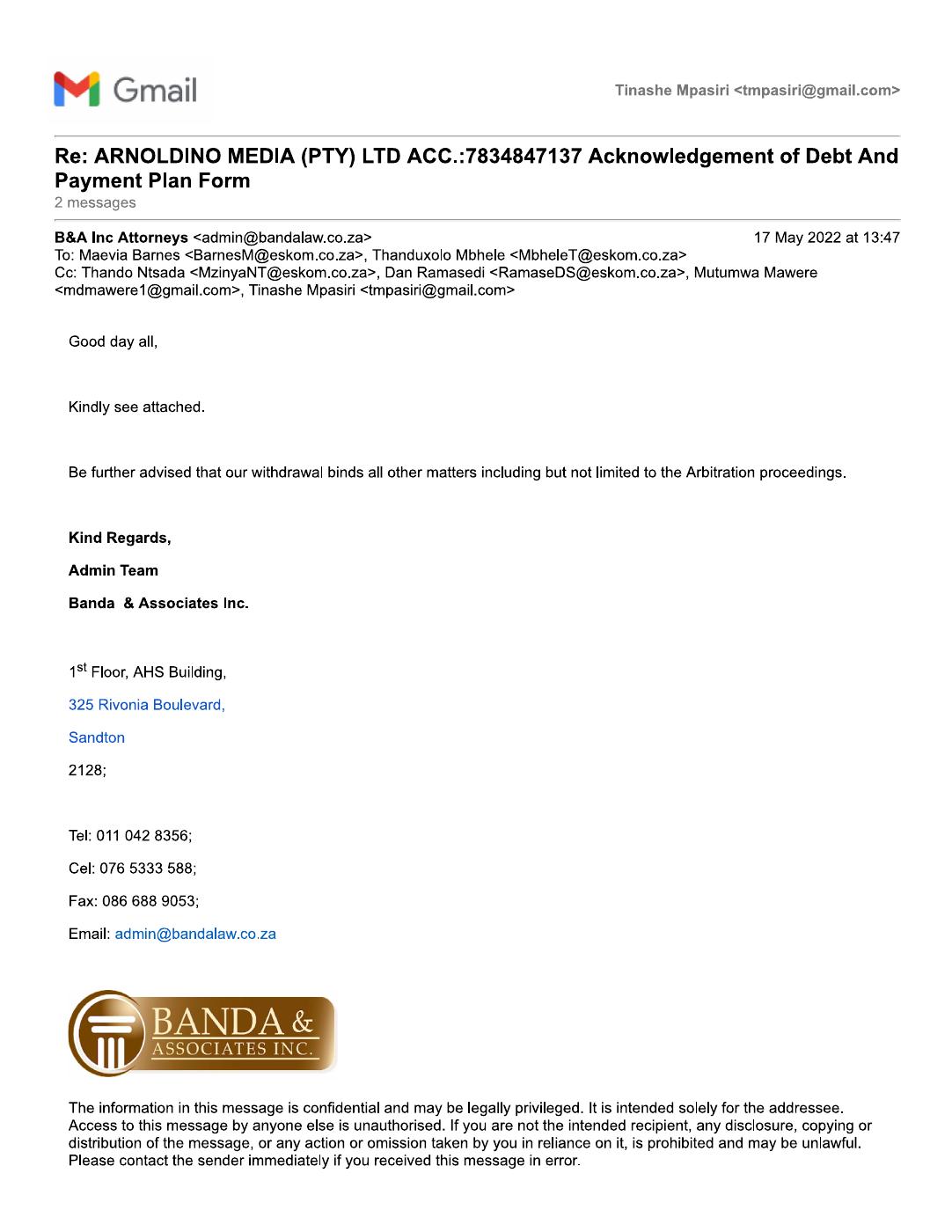 Arnoldino - Eskom Correspondences and LPC Compalint | PDF to Flipbook