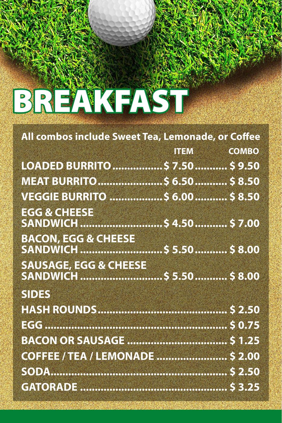 Sand Trap Menu