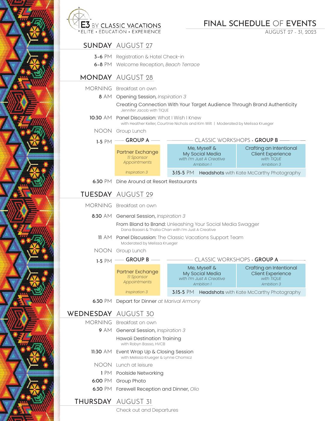 E3 2023 - Schedule - One Sheet