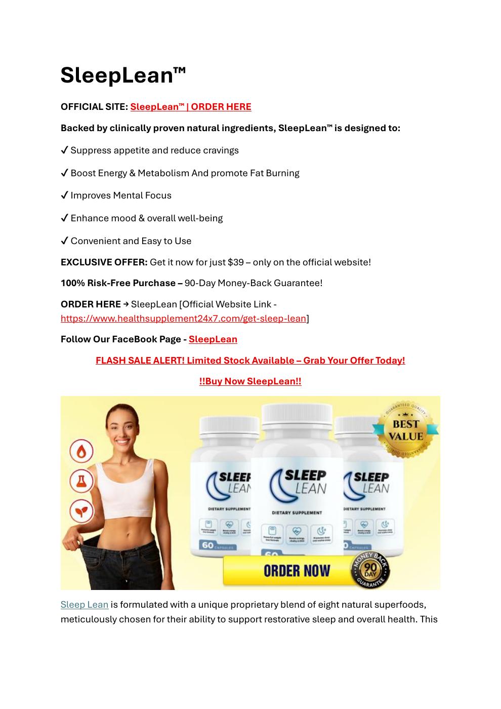 Sleep Lean (USA Price) Encourage Relaxation And Healthy Sleep Cycles ...