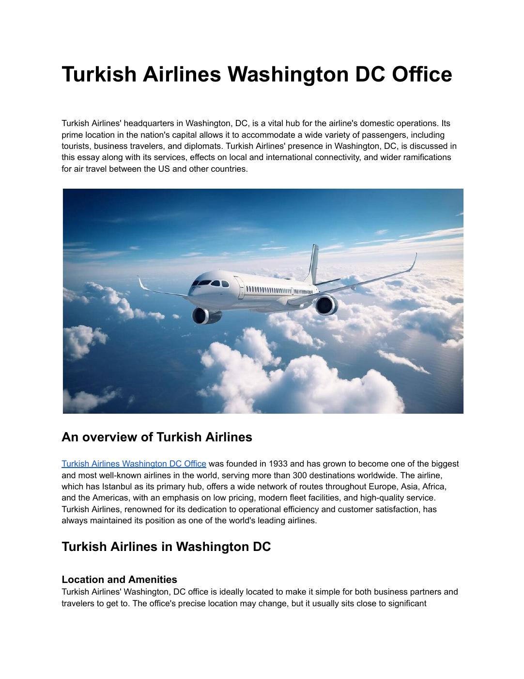 Turkish Airlines Washington DC Office PDF to Flipbook