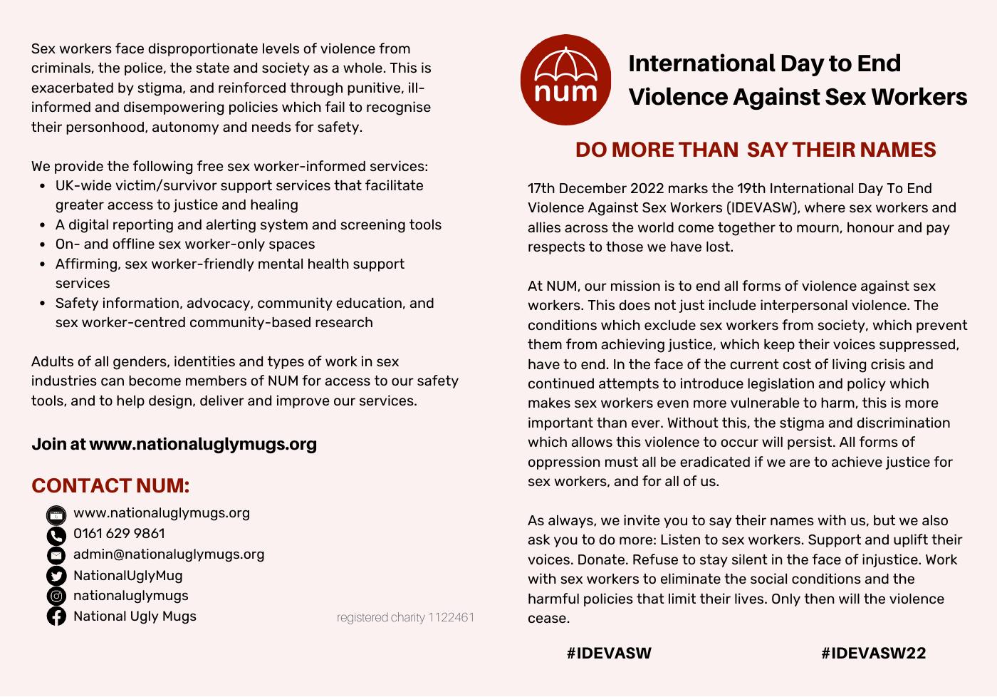 International Day To End Violence Against Sex Workers 2022