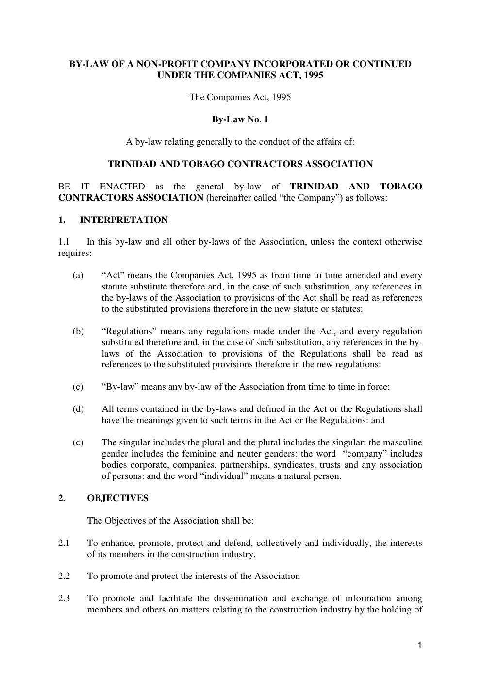 TTCA BY-LAWS