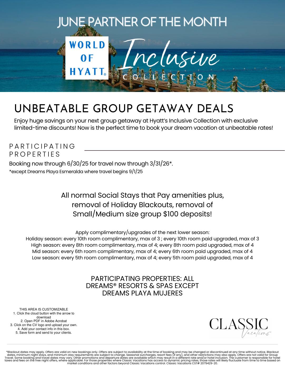 Groups Customizable Flyer June POM Lookbook '25 - Hyatt Inclusive ...