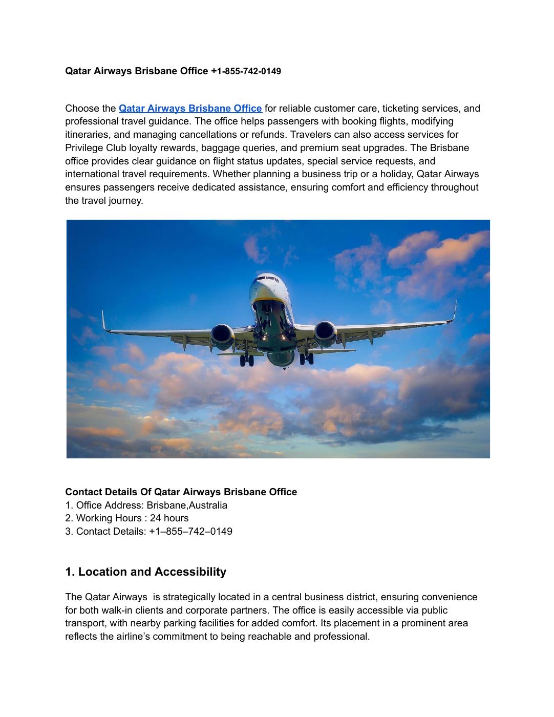 Qatar Airways Brisbane Office +1-855-742-0149 | PDF to Flipbook