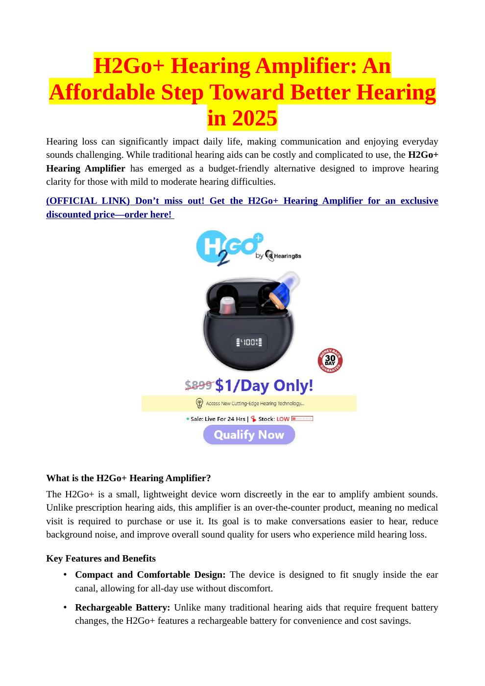 H2Go+ Hearing Amplifier 2025 – Affordable Hearing Relief Finally Within ...