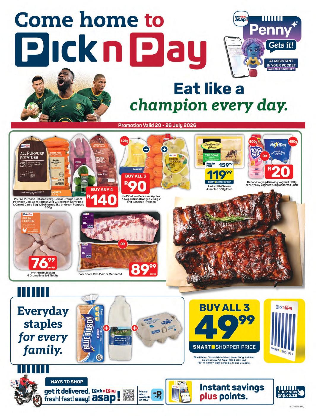 Pick n Pay catalogue cover — valid 20 July – 26 July