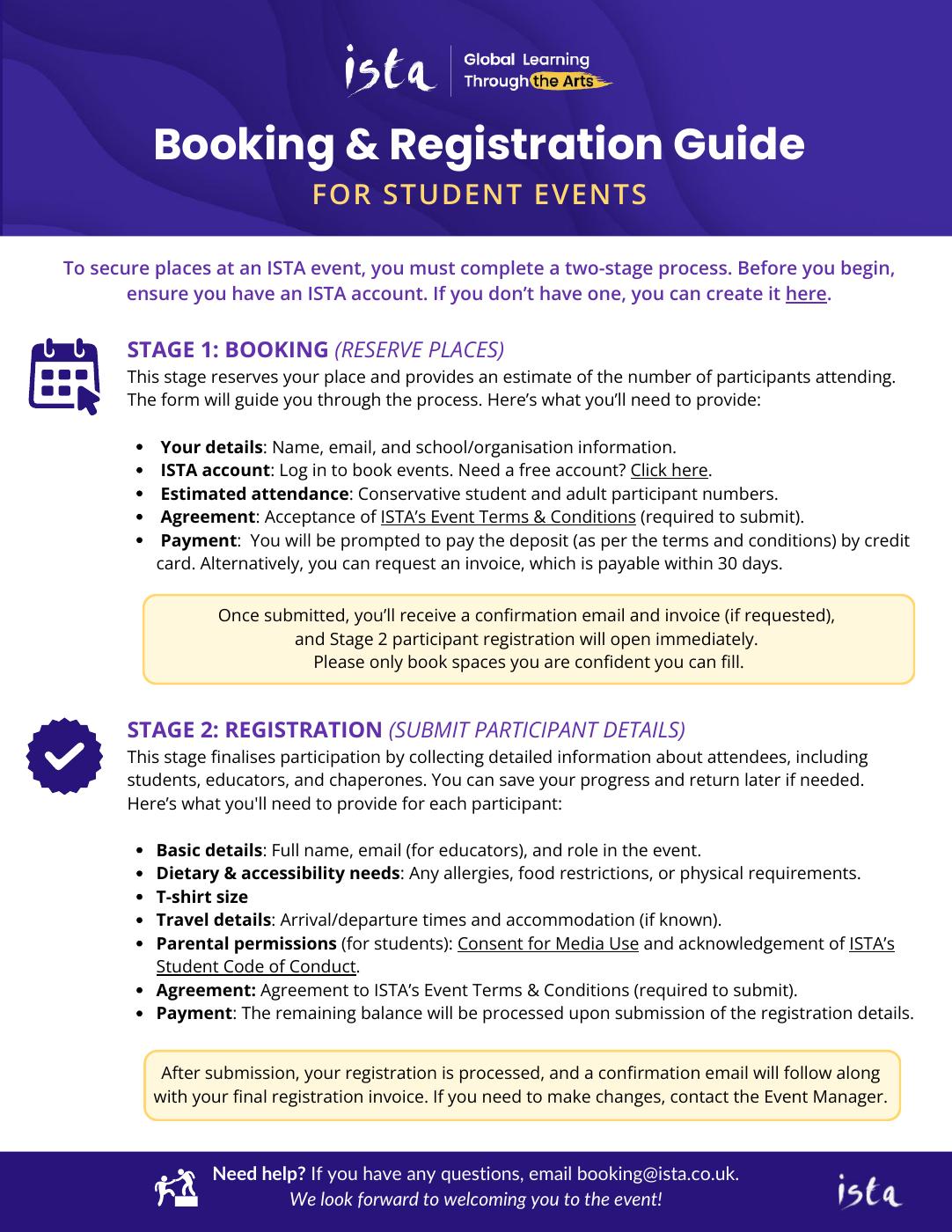 Booking and Registration Guide for Student Events