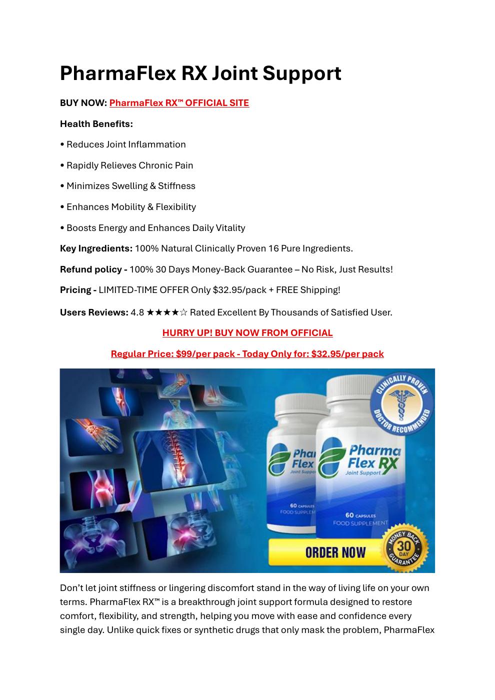 PharmaFlex RX Joint Support (USA Price) Increase Mobility And Eliminate ...
