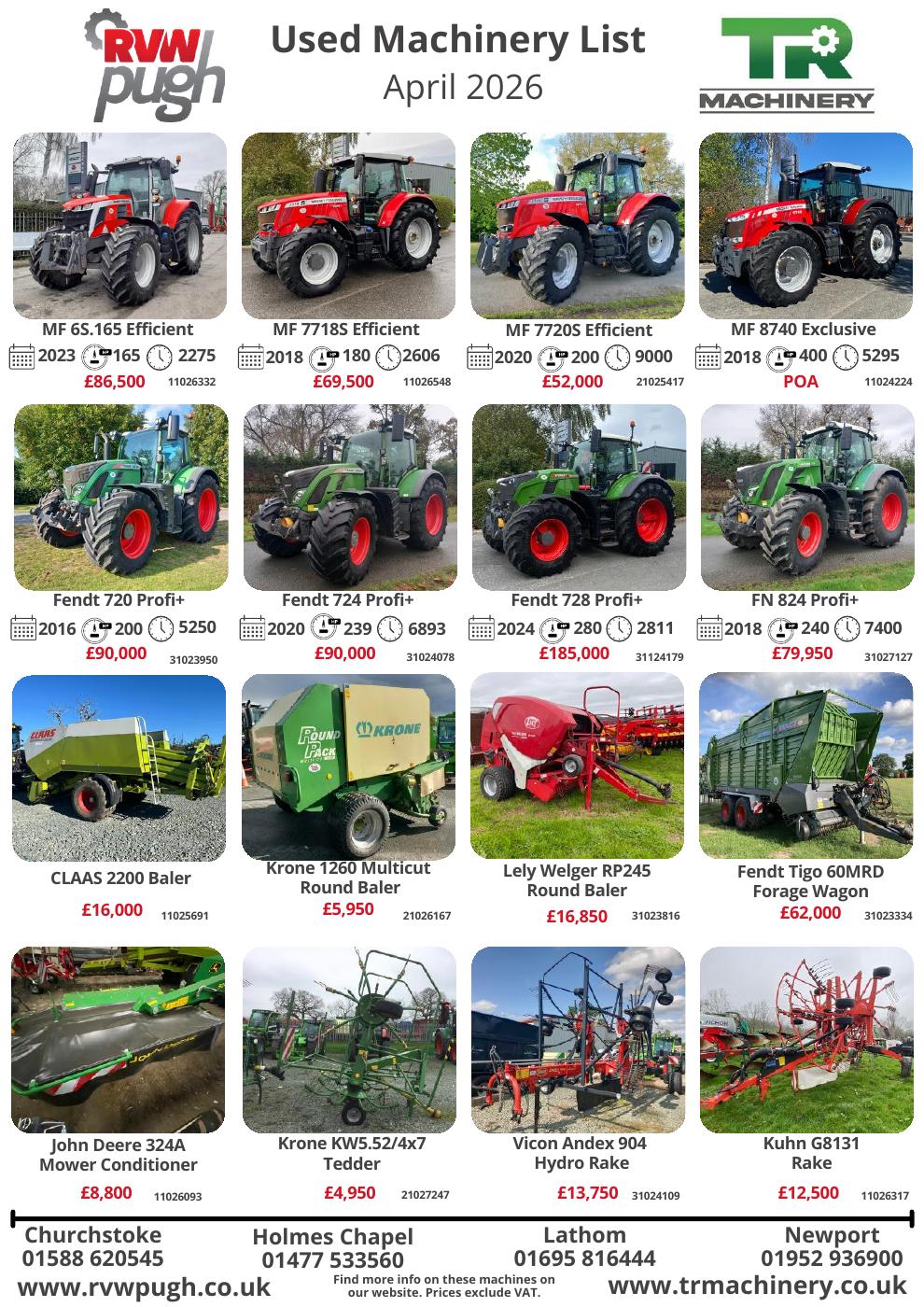 Used Machinery List April 2026