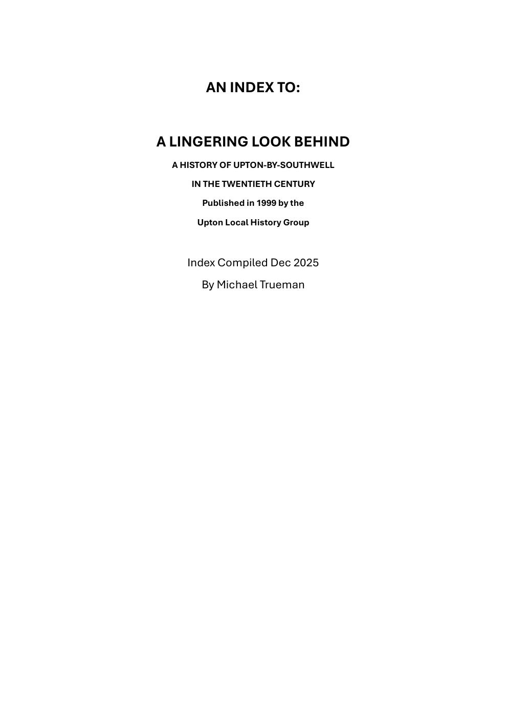 An Index to: 'A Lingering Look Behind' | PDF to Flipbook