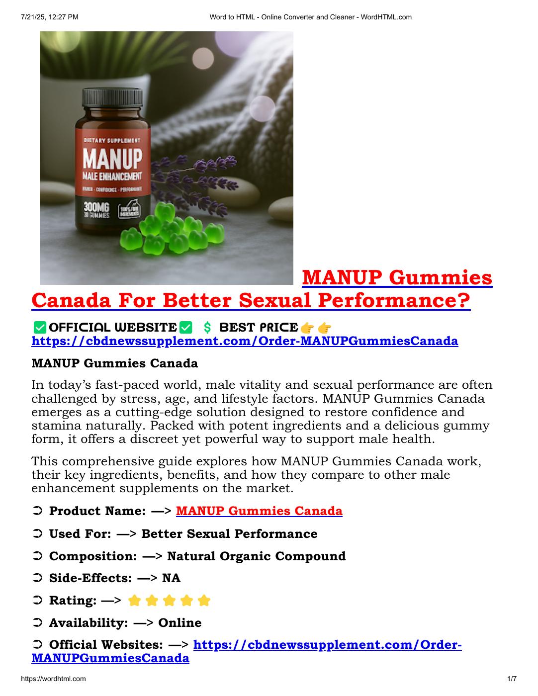 MANUP Gummies Canada : Price, Use & Side Effects!! | PDF to Flipbook