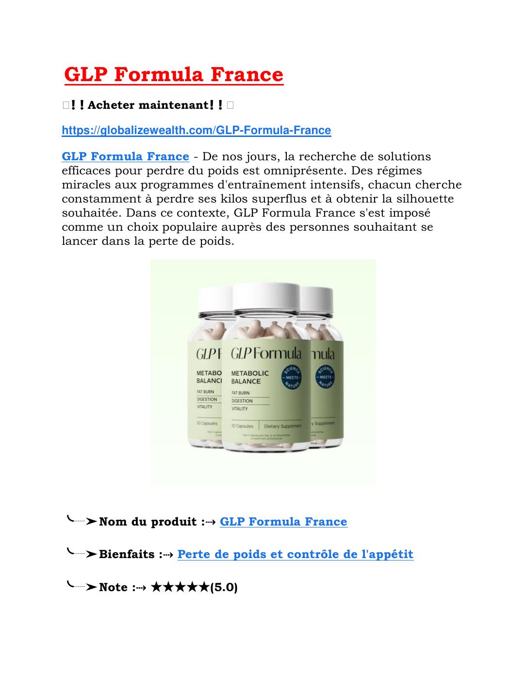GLP Formula France (Pour perdre du poids) Est-ce vraiment naturel ...