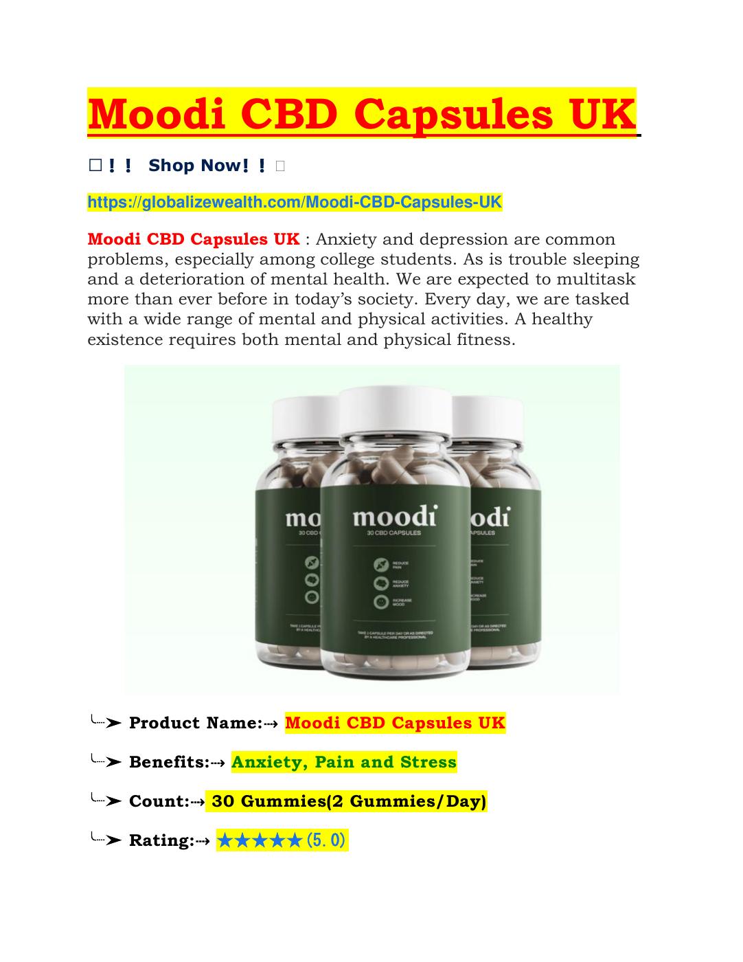 Moodi CBD Capsules UK Shocking Results, Price or Benefits? | PDF to ...