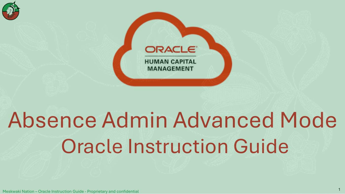 Oracle Absence Admin Advanced Mode