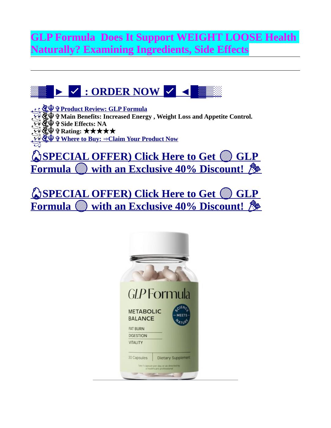 GLP Formula (Customer Reviews) Learn About Its Ingredients, Benfefits ...