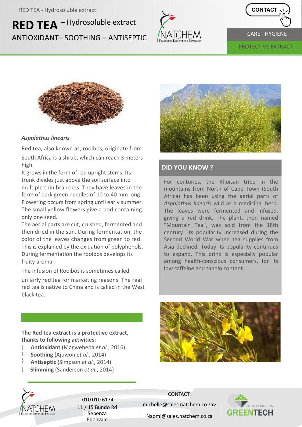 RED TEA EXTRACT – Protective & Multifunctional Ingredient