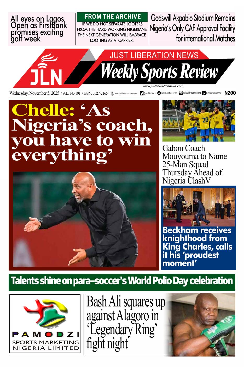 JUST NEWS SPORTS WEEKLY NOVEMBER 5, 2025