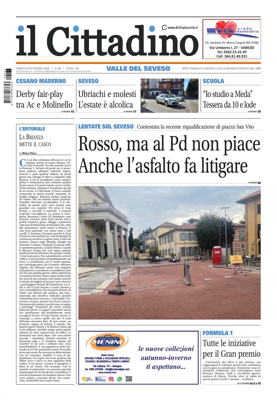 Copertina Il Cittadino Valle del Seveso 5 settembre 2026