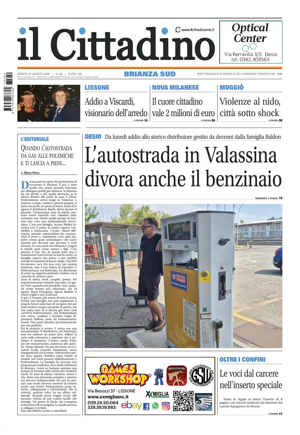 Copertina Il Cittadino Brianza Sud 22 agosto 2026