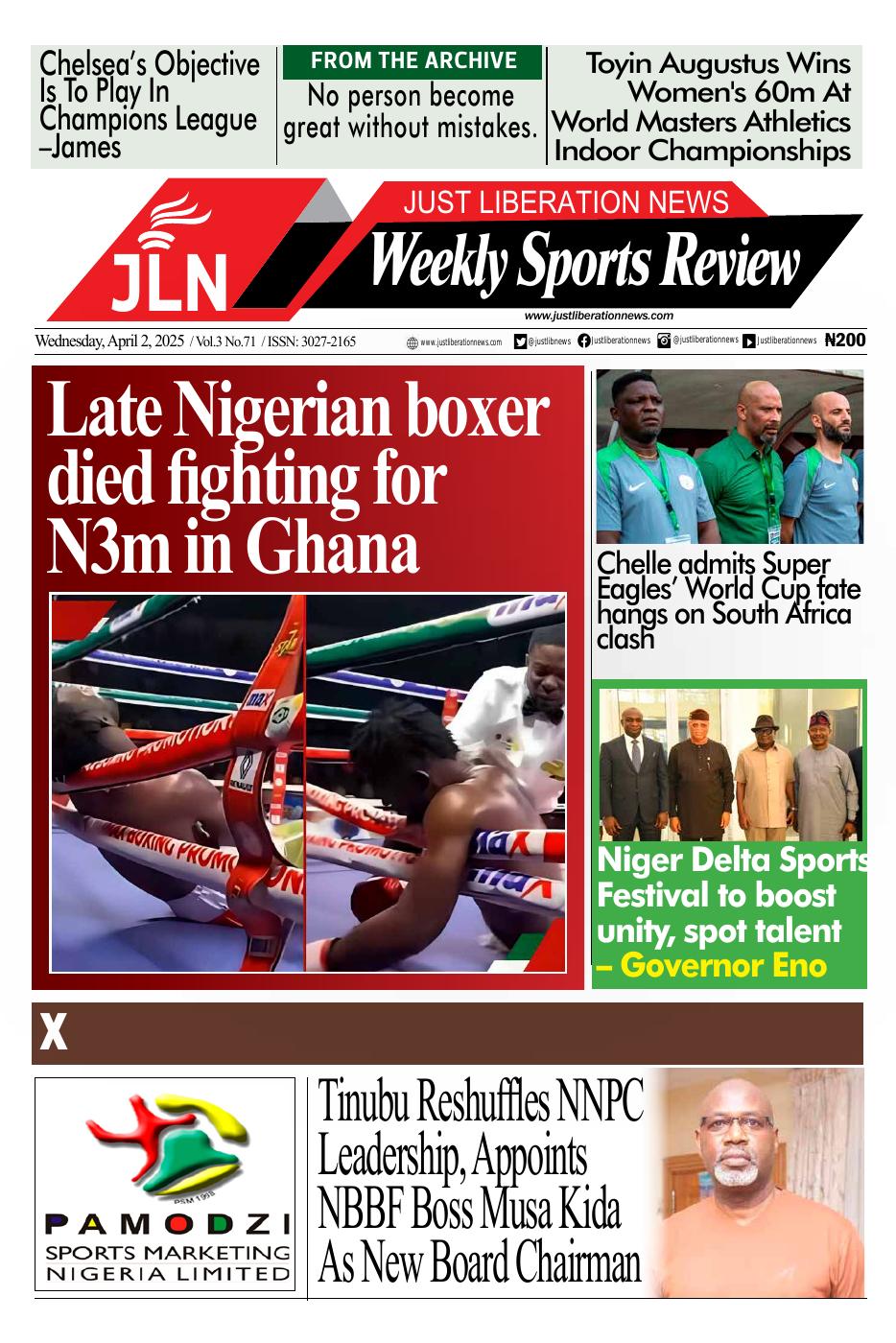 JUST NEWS SPORTS WEEKLY   APRIL 2, 2025