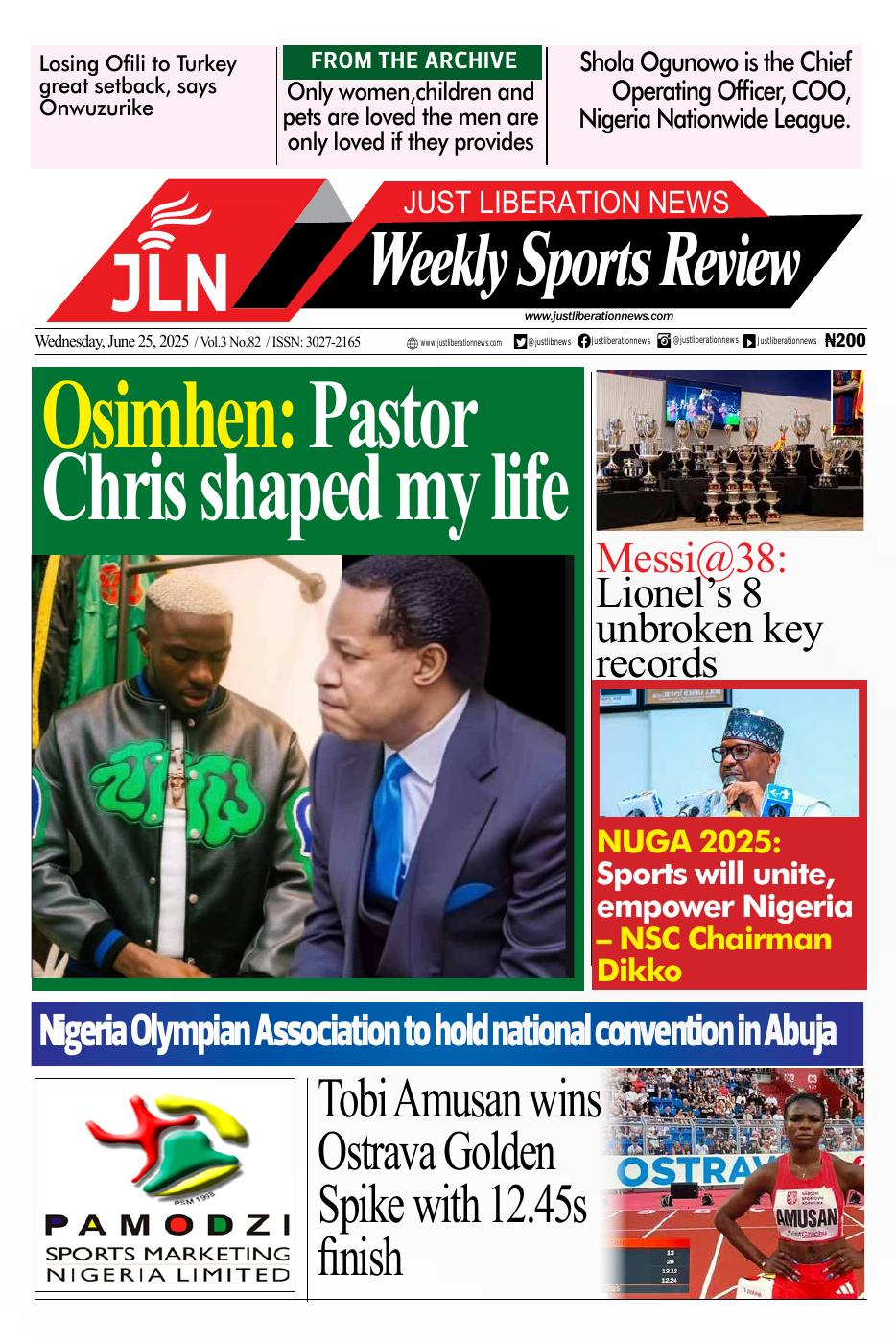 JUST NEWS SPORTS WEEKLY   JUNE 25, 2025