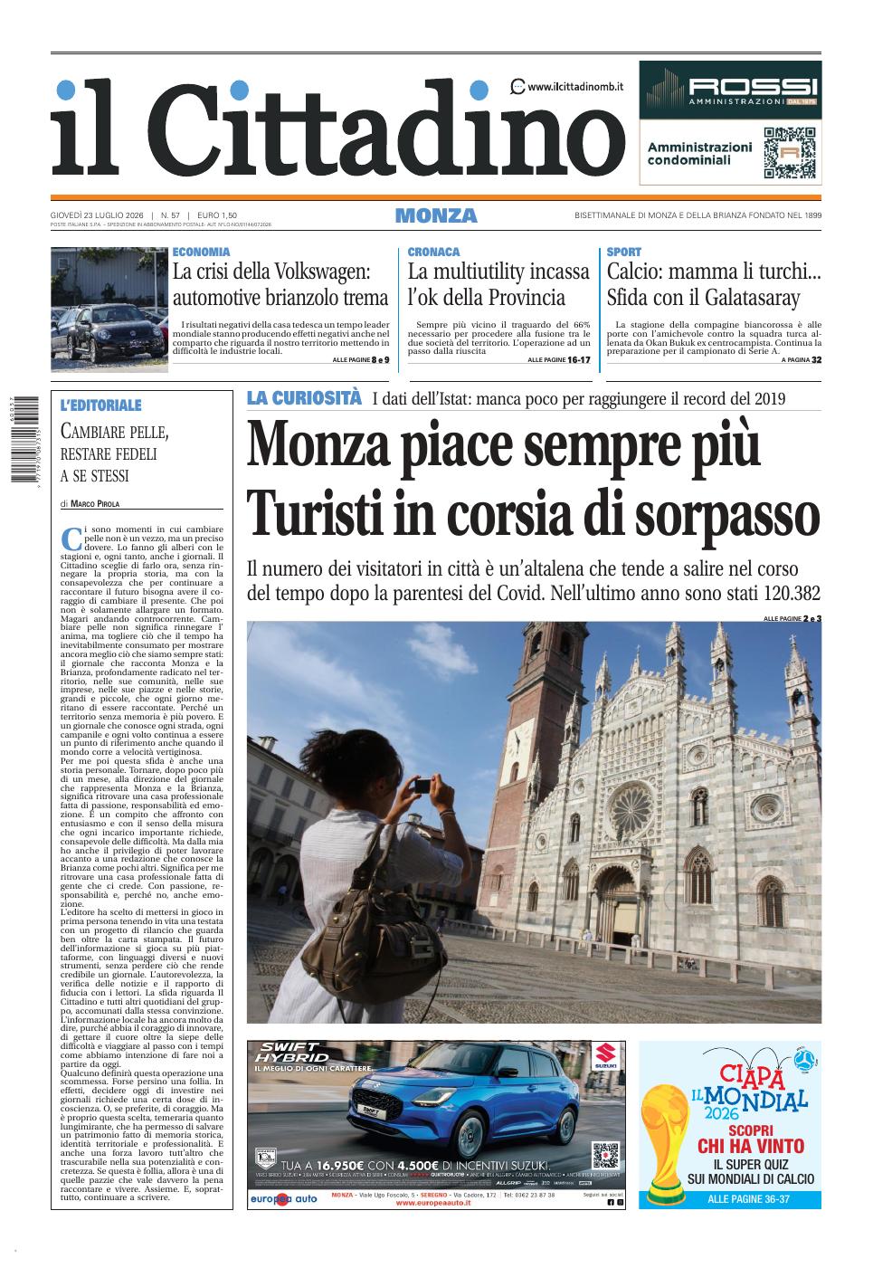 Copertina Il Cittadino di Monza 23 luglio 2026