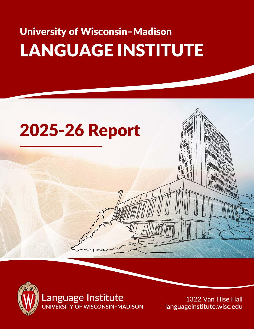 Cover page for the 2025-26 Language Institute Annual Report