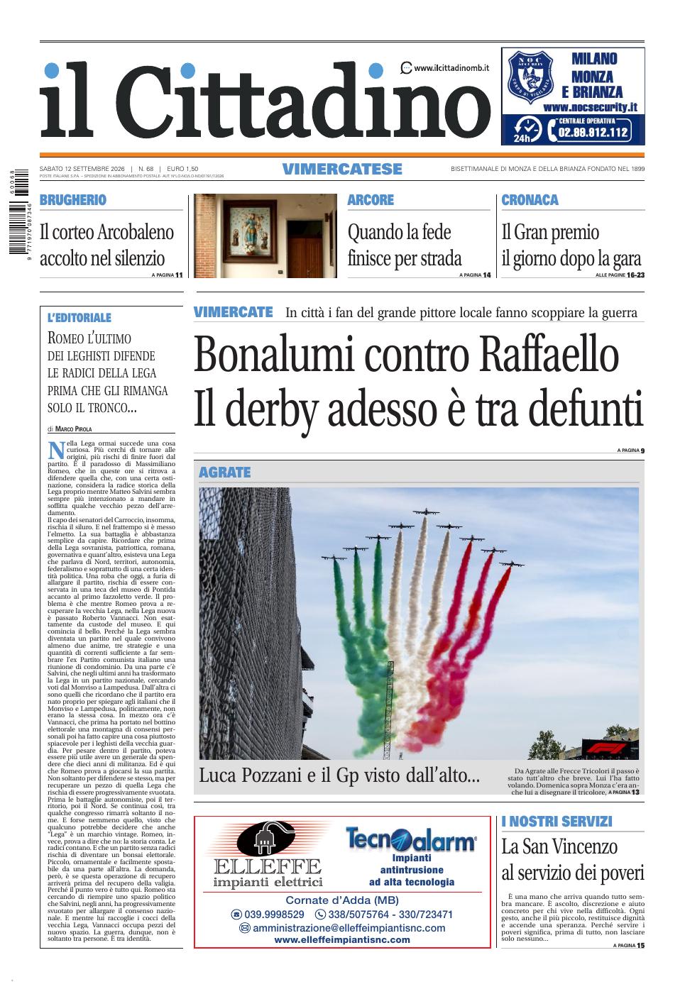 Copertina Il Cittadino Vimercatese 12 settembre 2026