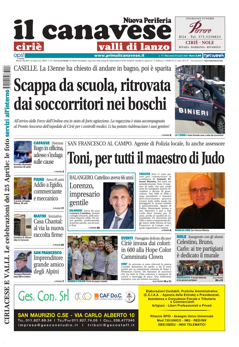 Copertina Giornale di Vimercate 29 aprile 2026